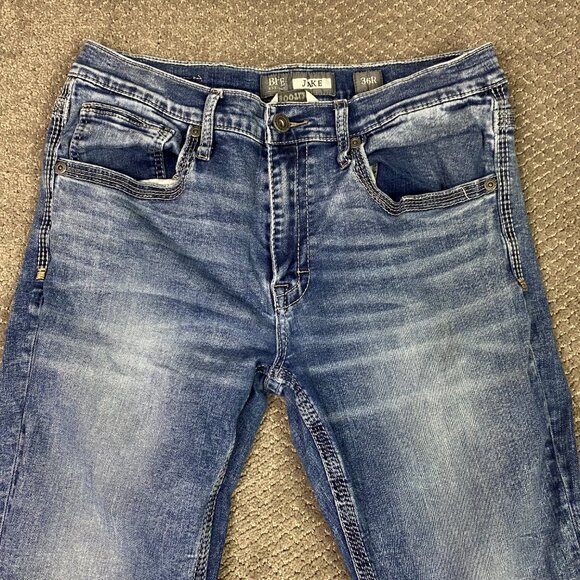 BKE Jake Bootleg Jeans Men's 36R Measures 34 x 30 Blue Stretch Denim Bootcut - Picture 2 of 14